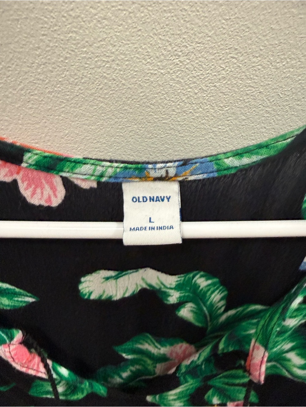 Old Navy Black Floral V-Neck Tunic with Pink & Green Print - Picture 3 of 3
